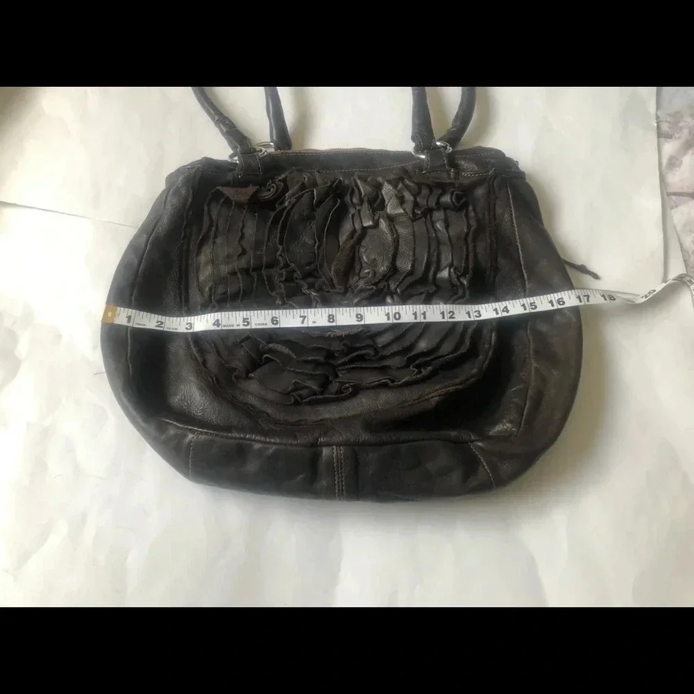 Byblos Dark Brown rose hobo leather purse